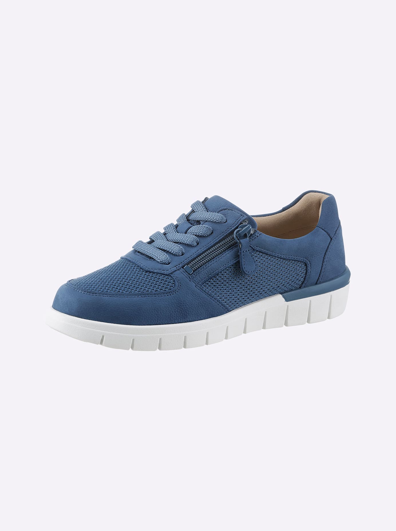Sneaker CAPRICE, Damen, Gr. 40, blau (mittelblau), Veloursleder, Schuhe Sneaker