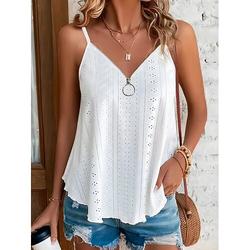 Damen Trägertop Tanktop Einfarbig Stilvoll Leger Ärmellos Träger Reguläre Tops Täglicher Reißverschluss Ösen Weiß Gelb Pink Blau Lila Sommer