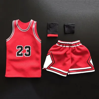 1/6 Scale Male Soldier No. 23 Red/Black/White No. 45 Red Basketball Clothes Set Model for 12 Inch