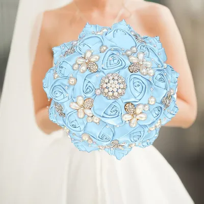 Light Blue Bride and Bridesmaid Bridal wedding Bouquet