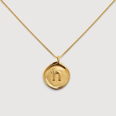 Gold Initial N Stamp Chain Necklace