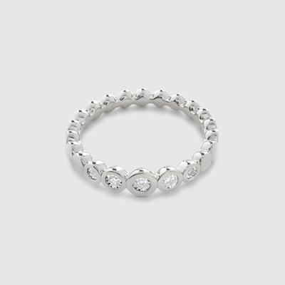 Sterling Silver Graduated Diamond Half Eternity Ring Lab Grown Diamond