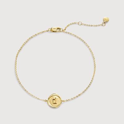 Gold Mini Initial D Stamp Chain Bracelet