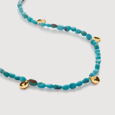 Gold Rio Gemstone Beaded Station Necklace Turquoise
