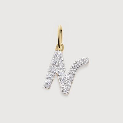 Gold Diamond Initial N Pendant Lab Grown Diamond