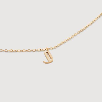 Gold Mini Initial J Chain Necklace