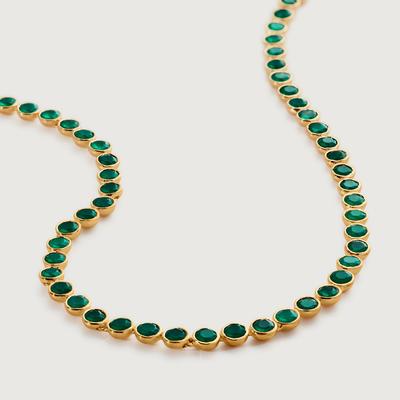 Gold Kate Young Gemstone Tennis Necklace Green Onyx