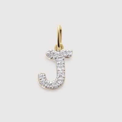 Gold Diamond Initial J Pendant Lab Grown Diamond