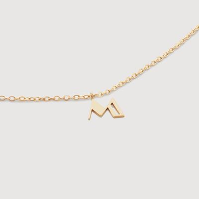 Gold Mini Initial M Chain Necklace