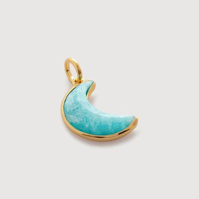 Gold Crescent Moon Gemstone Pendant Amazonite