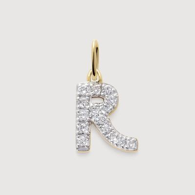 Gold Diamond Initial R Pendant Lab Grown Diamond