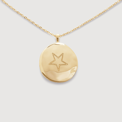 Gold Siren Round Locket Necklace