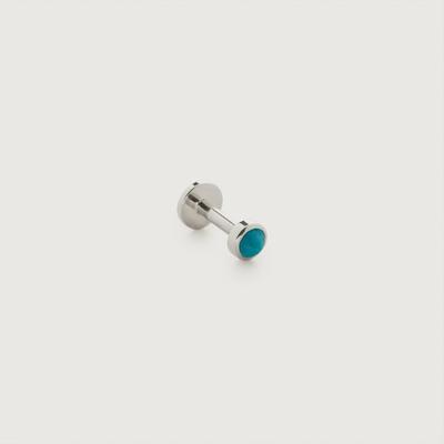 Gold Mini Gemstone Flat Back Piercing Stud Turquoise