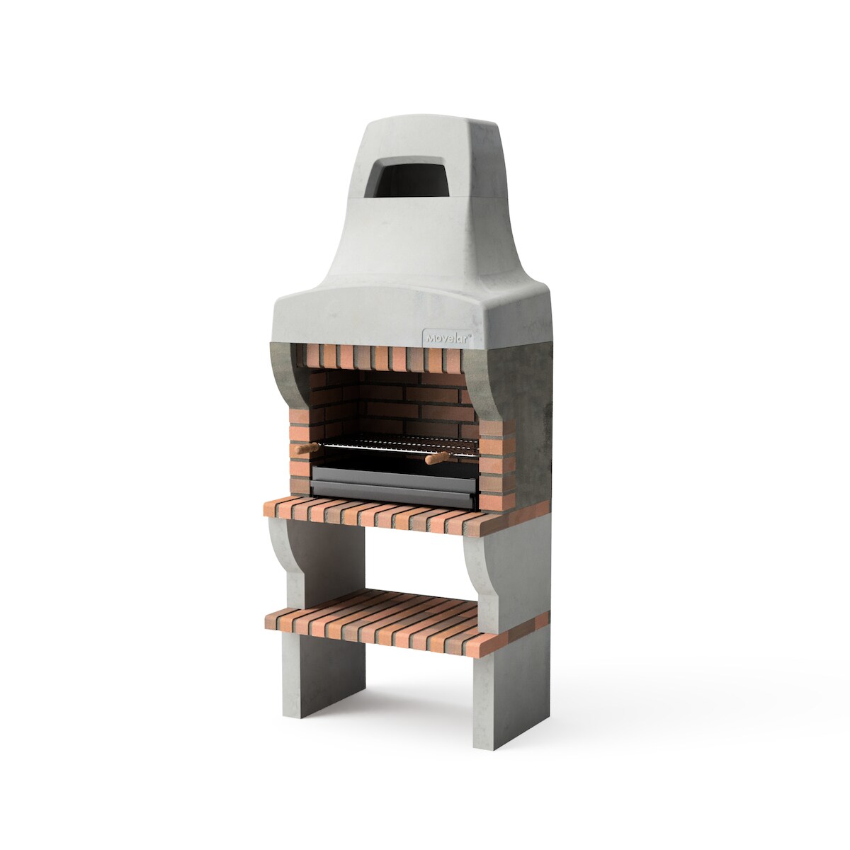 MAESTRO FERRETERO MF - Gartenkamin Palermo Barbacoa für Holz & Kohle (Grau/Terrakotta - 86,5x58x220 cm) REF: M00857 - Für den Außenbereich. Image