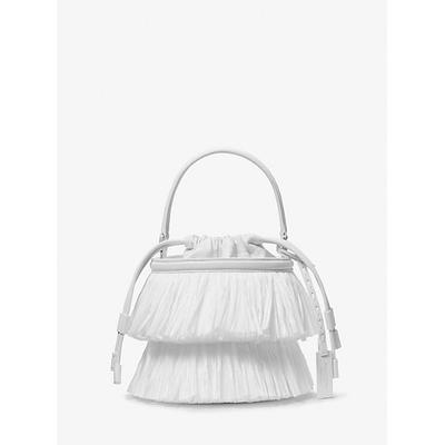 Michael Kors Ischia Mini Leather and Fringe Bucket Bag White One Size