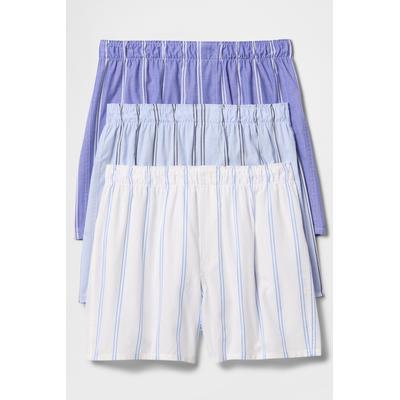 Gap Mens White/Blue Boxers 3-Pack - White/Blue