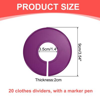 Clothes Dividers 20 Pack Round with Marker Pen