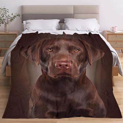 TEMU Asian- Flannel Blanket Dog - , , For Sofa, Bed, , And - Christmas Or - Knitted , Theme Image