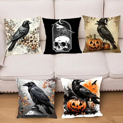 1pc Vintage Schwarz Crow Kissen Fall Platz Schlafzimmer Sofa Freizeit Komfort Kissen Auto Wohnzimmer Image