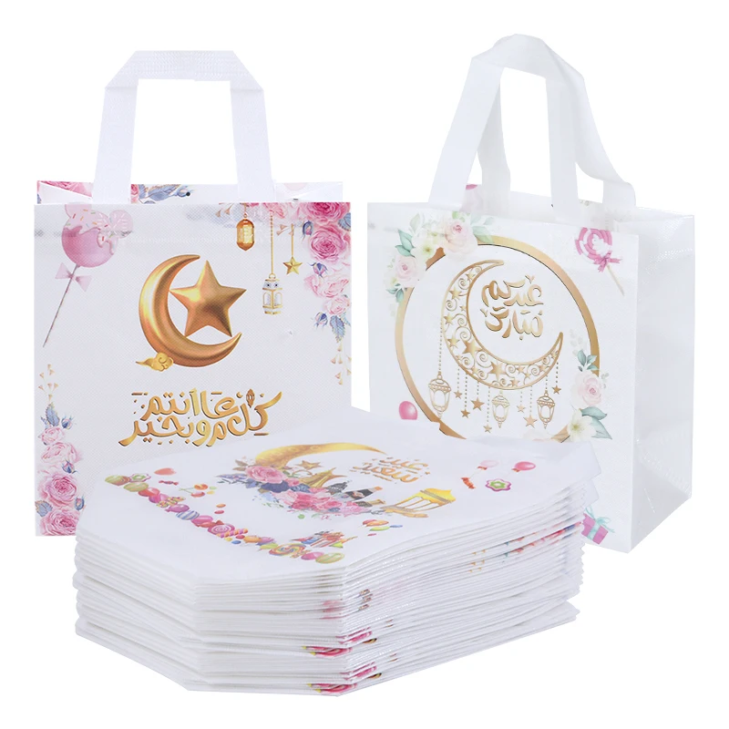4 stücke Ramadan Dekoration Vlies Griff Geschenk Taschen Eid Mubarak Geschenk Verpackung Tasche Muslim Islamischen Ramadan Kareem Party Dekoration Image