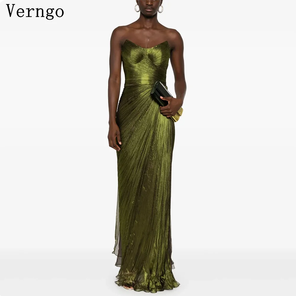 Verngo Grün Chiffon Glänzendes Abendkleid Schatz Meerjungfrau Schlank Prom Kleider Frauen Elegante Bodenlangen Party Kleid Angepasst