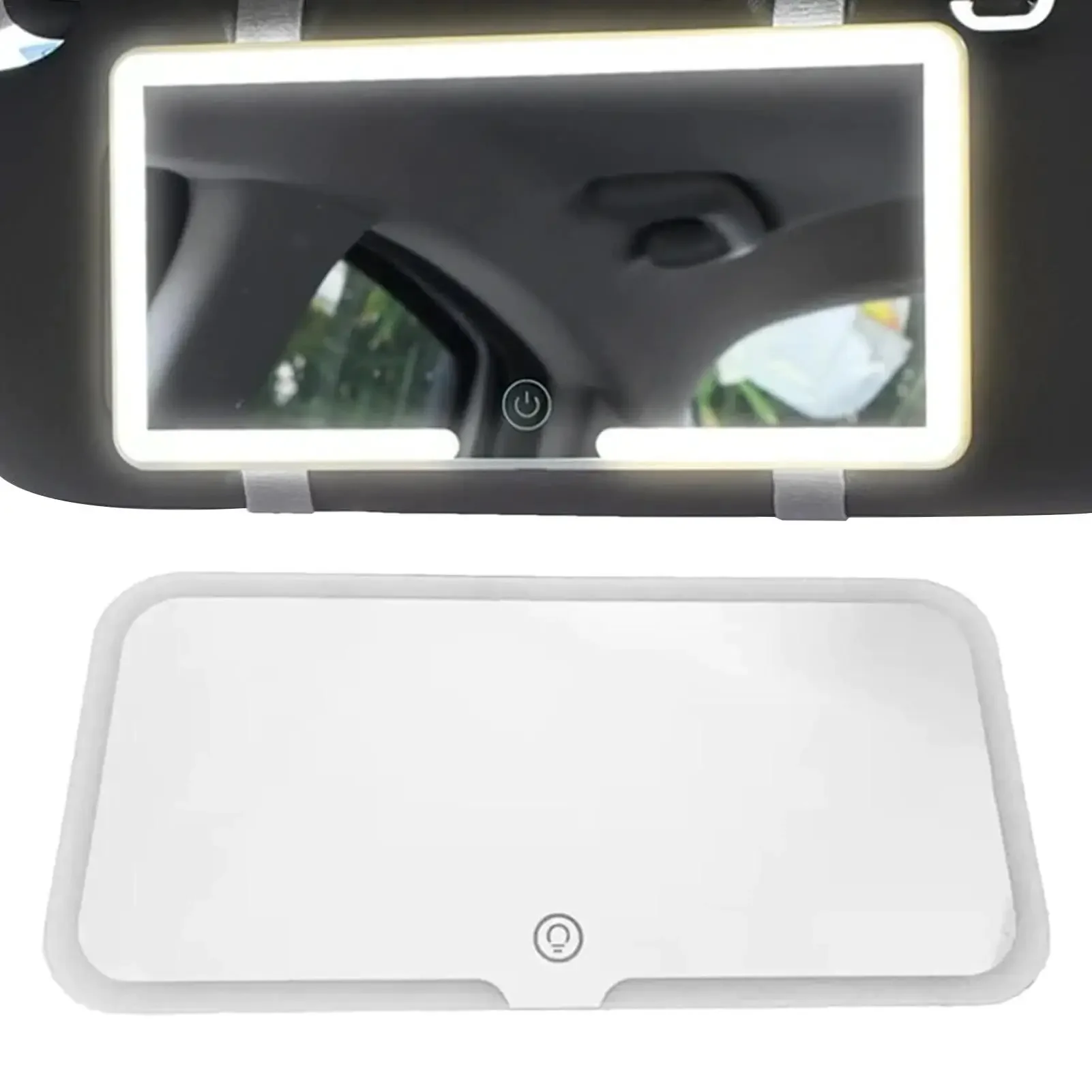 Auto-Sonnenblende, Kosmetikspiegel, LED, hochauflösender Kosmetikspiegel mit 3 Lichtmodi, Touchscreen, universeller Auto-Kosmetikspiegel