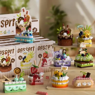 Geburtstagsgeschenk, Süßigkeiten, Mini-Block, Kuchen, Mikro-Baustein für Erwachsene, 3D-Modell, Lernsteine für Kinder, Mädchen, 6 bis 12 Jahre Image