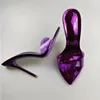 Sexy spitze Farbe PVC Hausschuhe High Heel Sandalen Frauen braun lila grün Stöckels chuhe Dame Schuhe weiblich große Größe 43 45