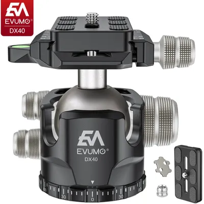 EVUMO DX40 Low Gravity Low Profile Tripod Head 360° Panoramic Ballhead and 20kg Max Load Capacity for Tripod Monopod DSLR Camera