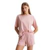 Shorty MARC O'POLO "Mix & Match Cotton", Damen, Gr. L, rosa (blush stripe), Obermaterial: 100% Baumwolle, gestreift, casual, bequem ca. Mitte Oberschenkel, Rundhals, Kurzarm, Homewear-Sets, mit fein gestreiftem Design