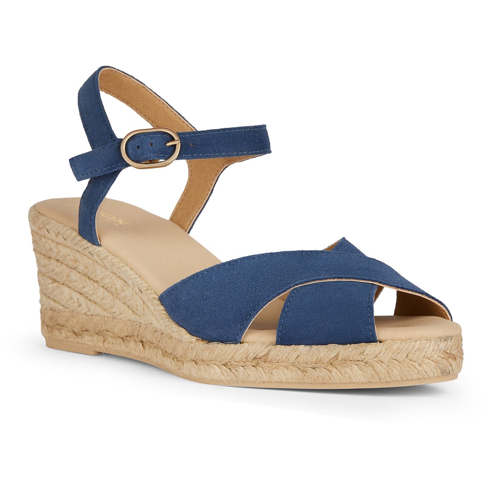 Geox D Gelsa Low C Leder Damen Navy Sandalen