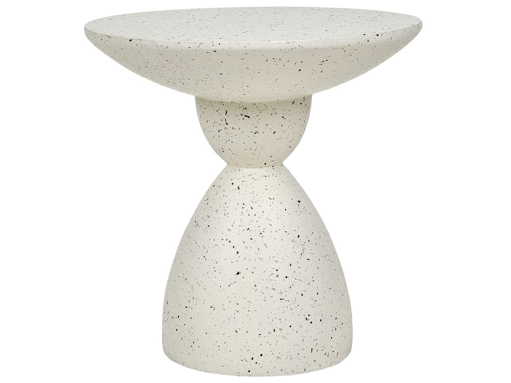 Table d'appoint 50 cm 50 cm effet terrasse terrazzo blanc