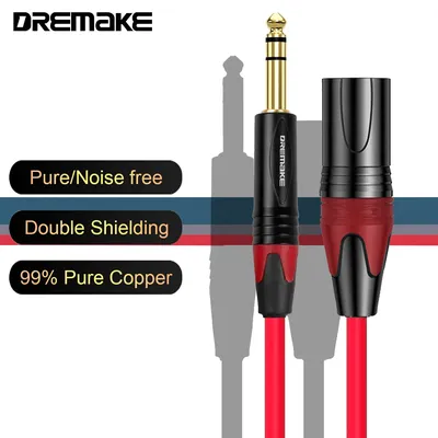 DREMAKE XLR to 1/4 Inch TRS Mic Audio Cable XLR 3-Pin Male to Quarter Inch 6.35mm/6.5mm TRS Male