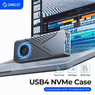ORICO USB4 40Gbps Enclosure 8TB PCIe4.0 NVME Enclosure (Aluminum), Thunderbolt 3/4 Compatible for