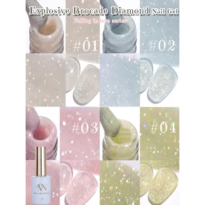 MN 1-9PCS 12ML Pink Blue White Green color series Gel Nail Polish With Explosive Glitter,Brocade