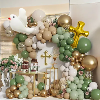 147pcs Religious Celebration Balloon Set, Suitable for Communion, Baptism,Wedding - Prayer, First