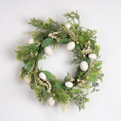 40cm Easter Egg Wreath in White
