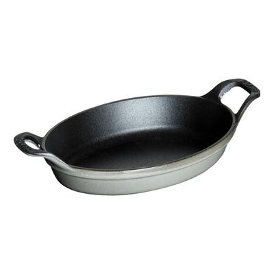 Staub 8 oz. Graphite Gray Mini Enameled Cast Iron Oval Gratin / Roasting Dish 1004098