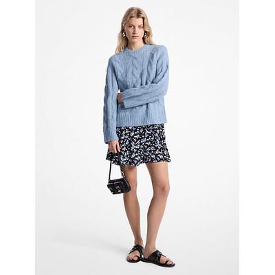 Michael Kors Cable Knit Nylon and Alpaca Blend Sweater Blue M