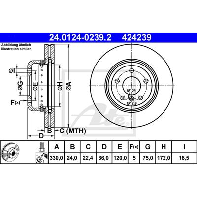 ATE Bremsensatz, Scheibenbremse vorne rechts links belüftet 330mm für BMW 34116858047 34116775310 34116794429 1420-42388 Image