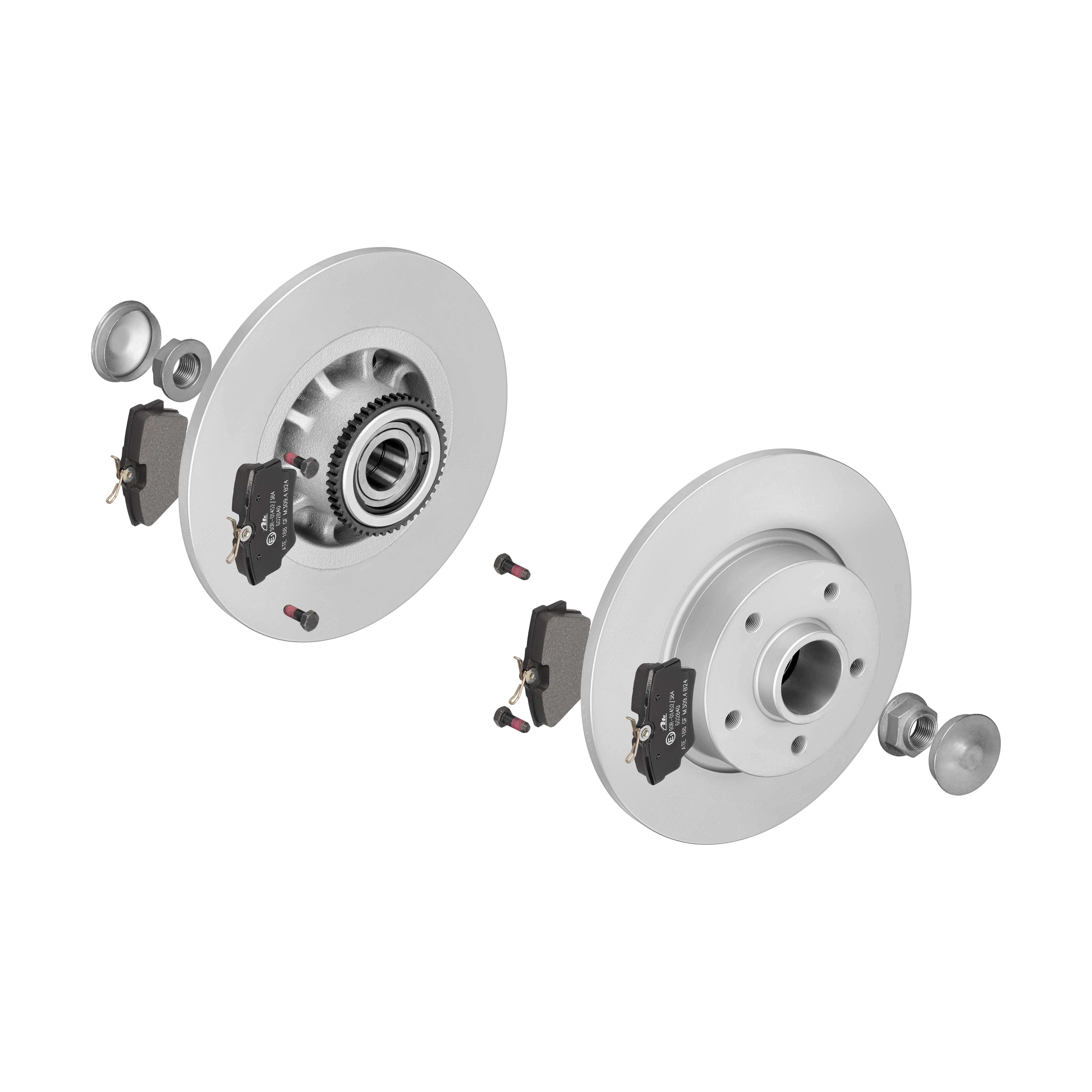 ATE Bremsensatz-Hinterachse IJZJSG6AK7 Bremsensatz, Scheibenbremse hinten rechts links voll 280mm für RENAULT FIAT VAUXHALL OPEL NISSAN 6000620052 441