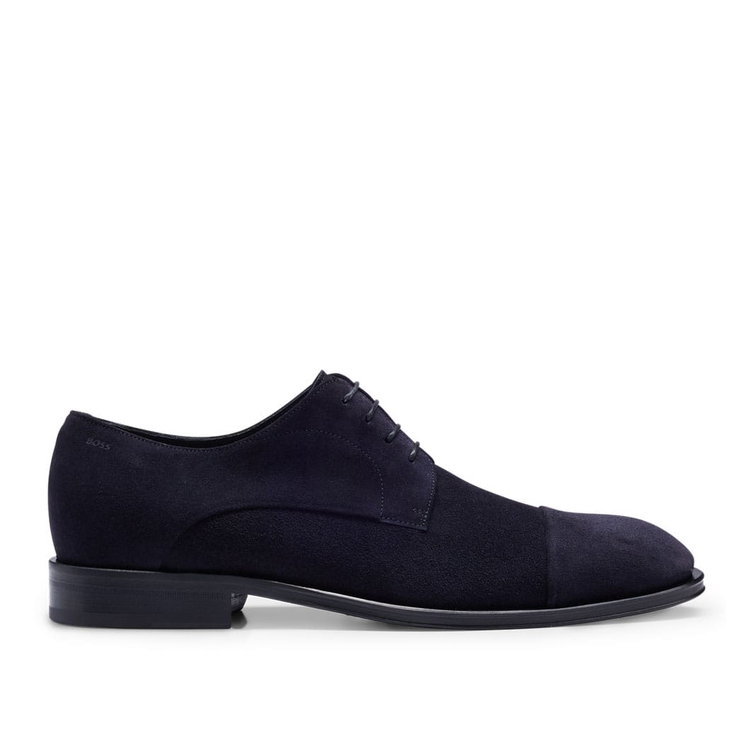 Boss Mens Derrek Derby Shoes in Dark Blue Leather - Size UK 6 | Boss Sale | Discount Designer Brands