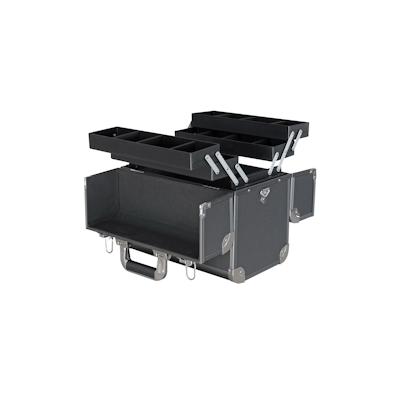 HMF 14902-02 Alu Werkzeugkoffer leer, Angelkoffer, individuelle Trennwände, 36,5 x 35 x 22 cm, Schwarz Image