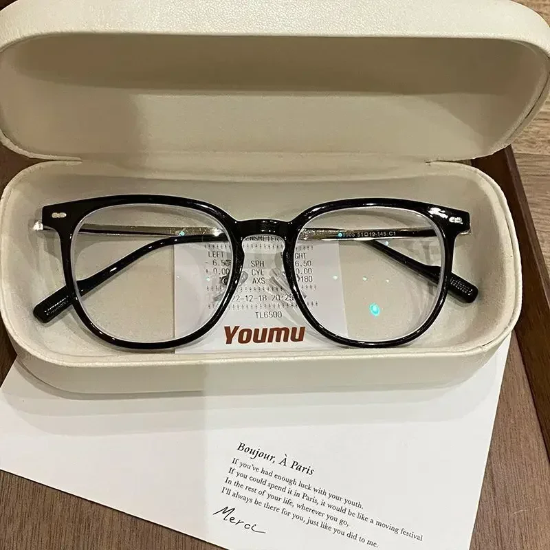 Myopie-Brille, Anti-Blaulicht-Metallharz, -1,0 ~ -6,0, flache Brille im neutralen Stil, Computerbrille Image