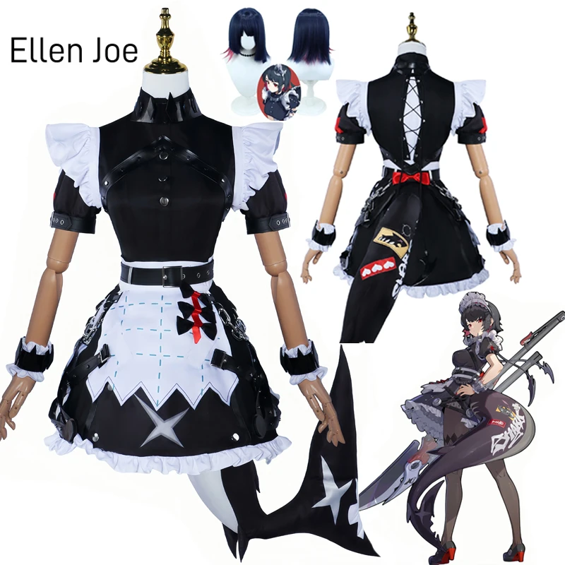 Zone Zero Ellen Joe Cosplay Kostüm Perücke Dienstmädchen Kleid Uniform Schwanz Victoria Housekeeping Neue Eridu Halloween Party Frauen Image