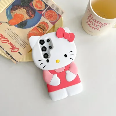 Cute Cartoon Sanrio Hello Kitty 3D Stereoscopic Phone Case For Samsung Galaxy S 24 23 22 Ultra Puls