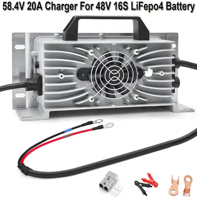 58.4V 20A Charger 58.4V LiFePO4 Battery Smart Charger Used for 16S 48V LiFePO4 Battery High Power