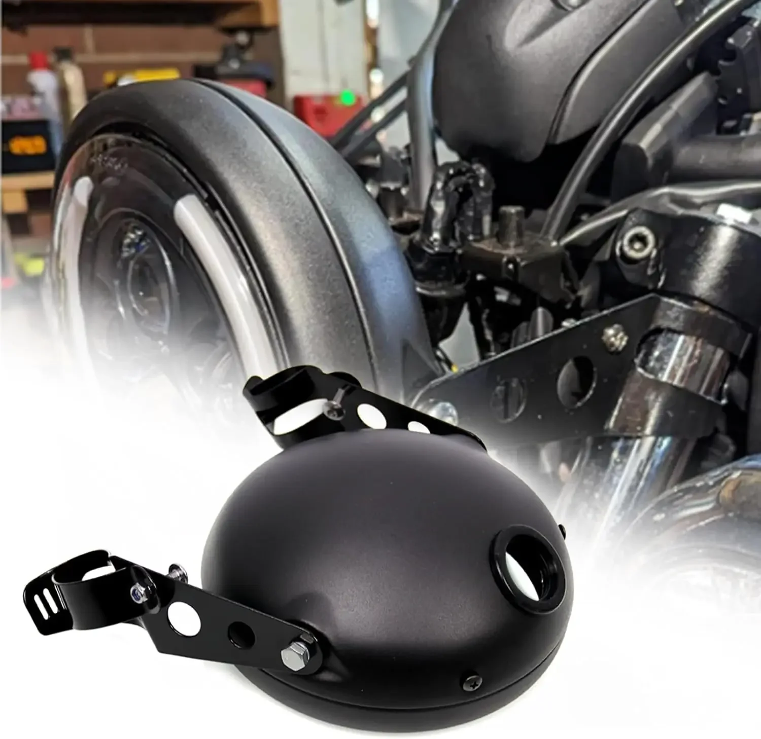 7-Zoll-Motorrad-LED-Scheinwerfer-Lichtgehäuse-Halterung für Kawasaki Honda Yamaha Suzuki Chopper Cafe Racer Bobber BMW Image