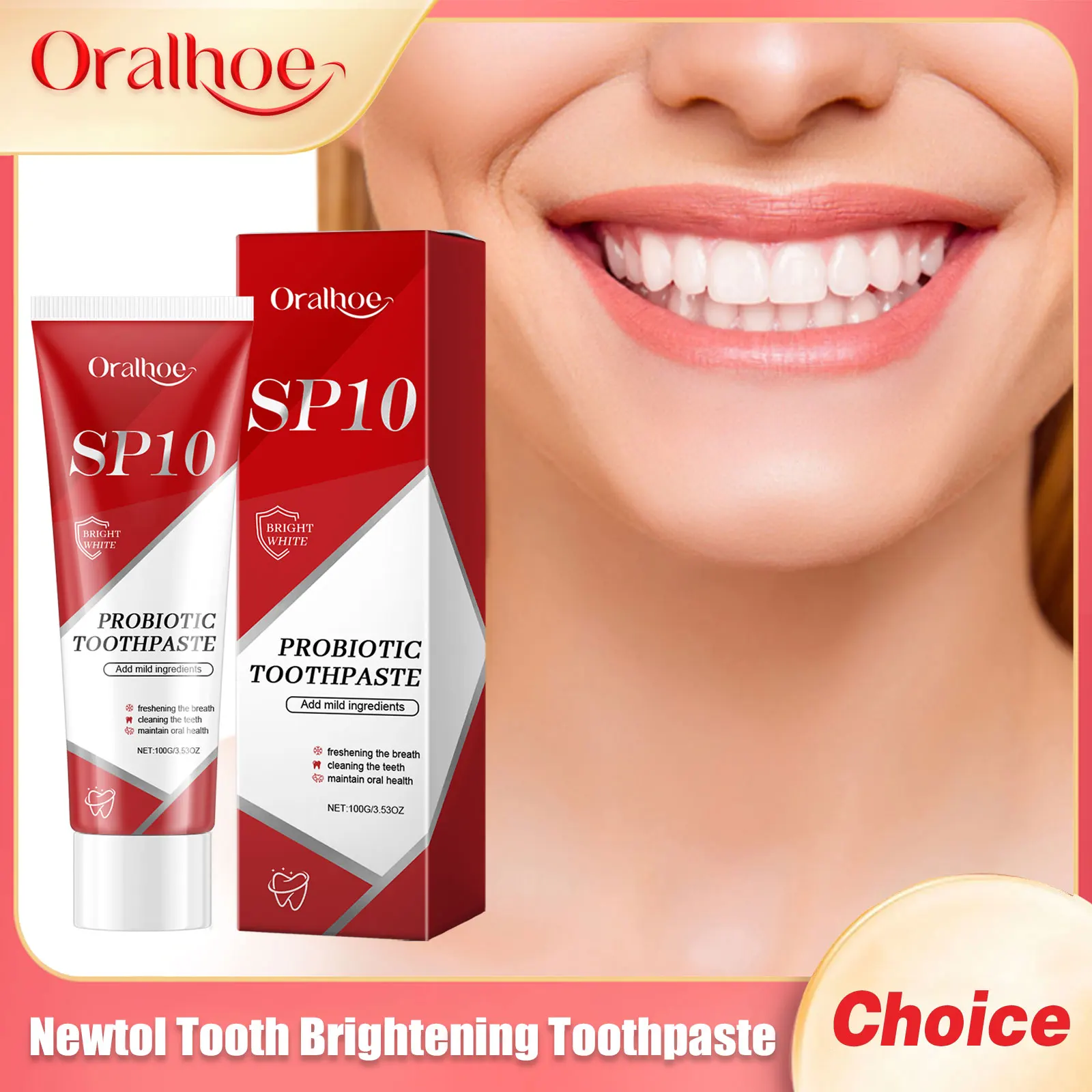 Sp-10 Probiotische Zahnpasta, entfernt Plaque-Flecken, frischer Atem, aufhellender Zahn, Mundhygiene, saubere Zahnpflegeprodukt, 100 g/200 g Image