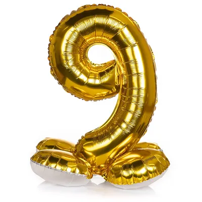 Folienballon 9, stehend, gold Image